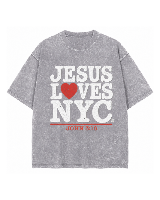 Jesus Loves NYC Men’s Tee | John 3:16 Christian Graphic T-Shirt