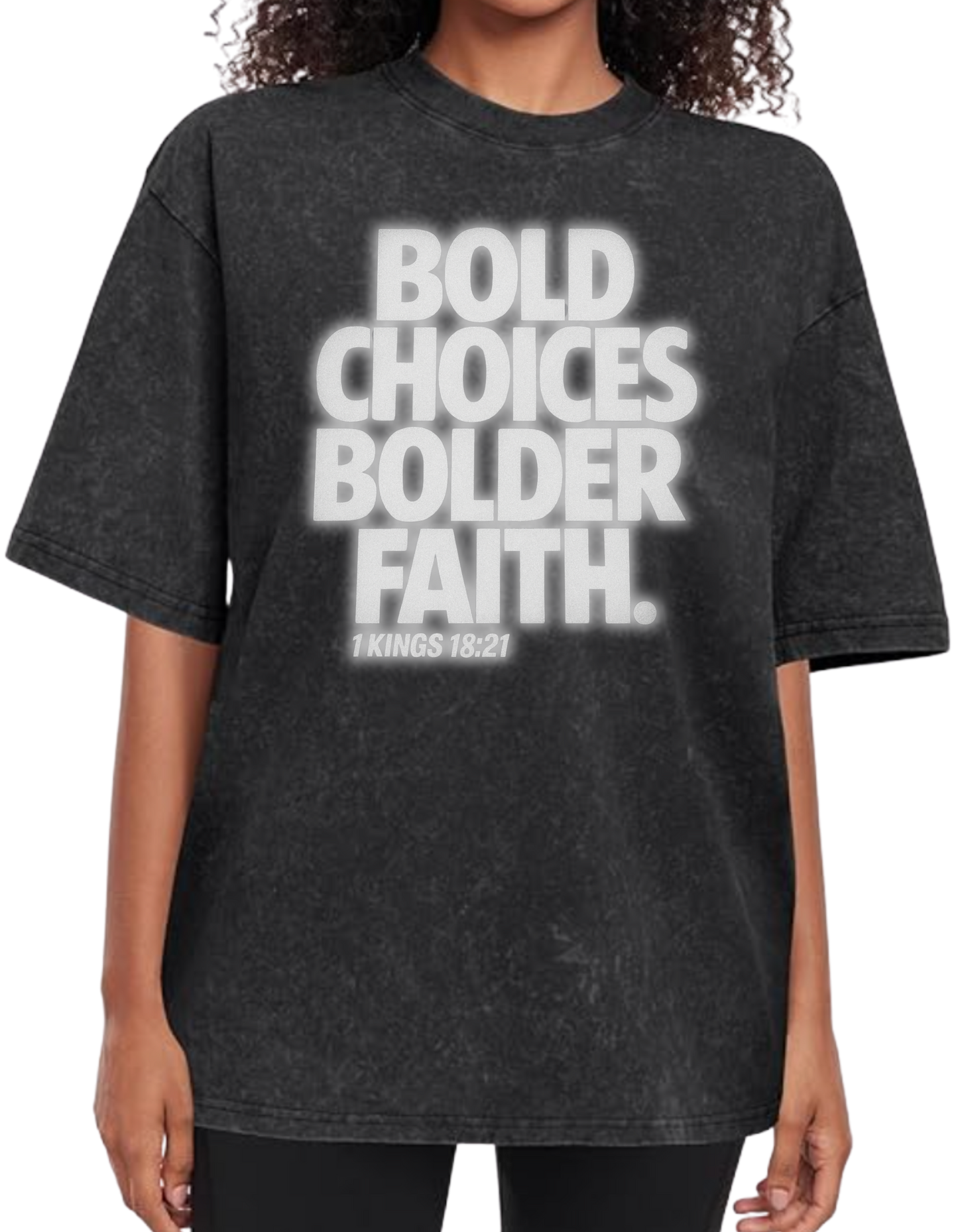 Bold Choices...Bolder Faith Reflective Oversized Women's Vintage Washed Tee