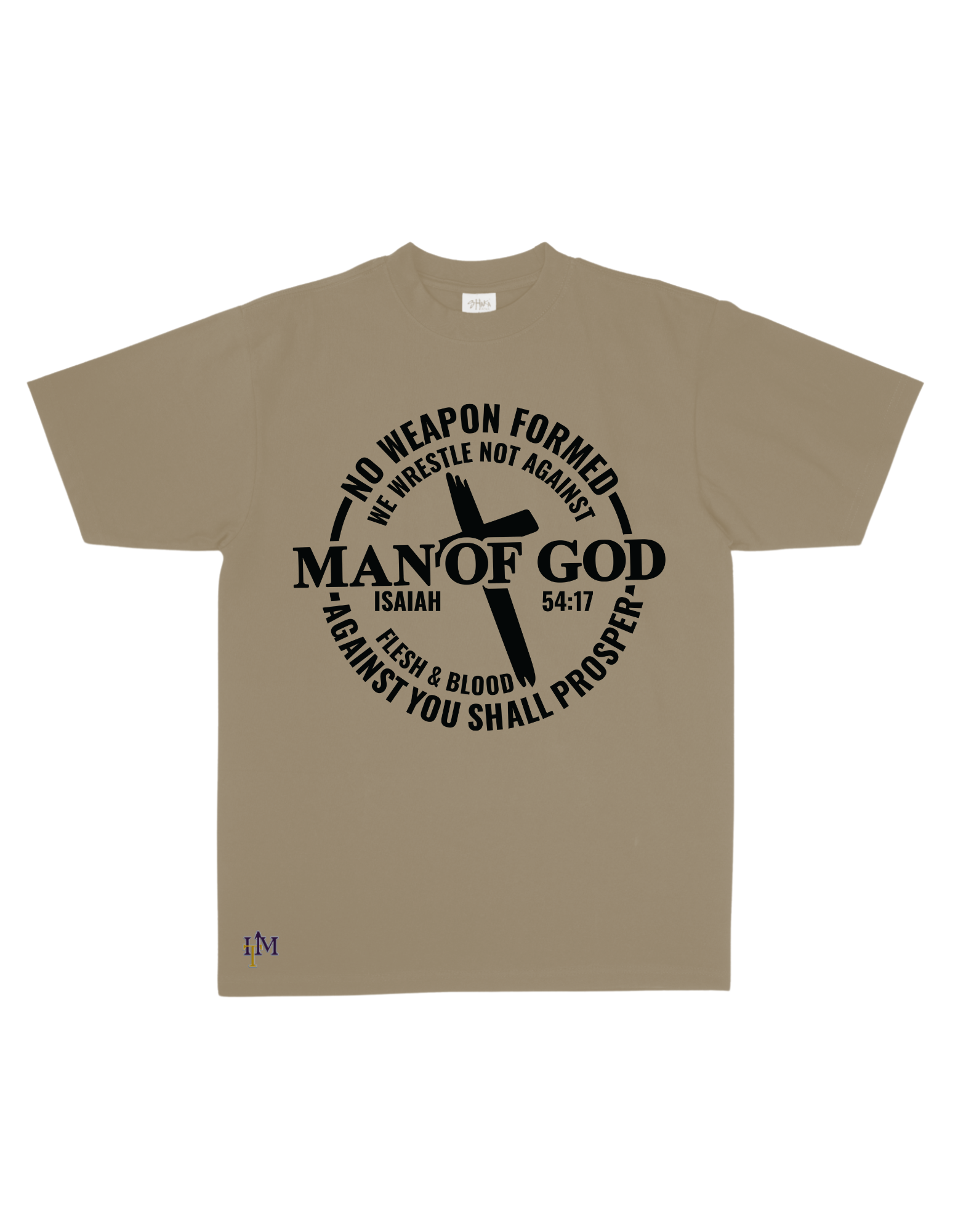 Men's Heavy Weight Cotton (Flocked) Man of God No Weapon Tee