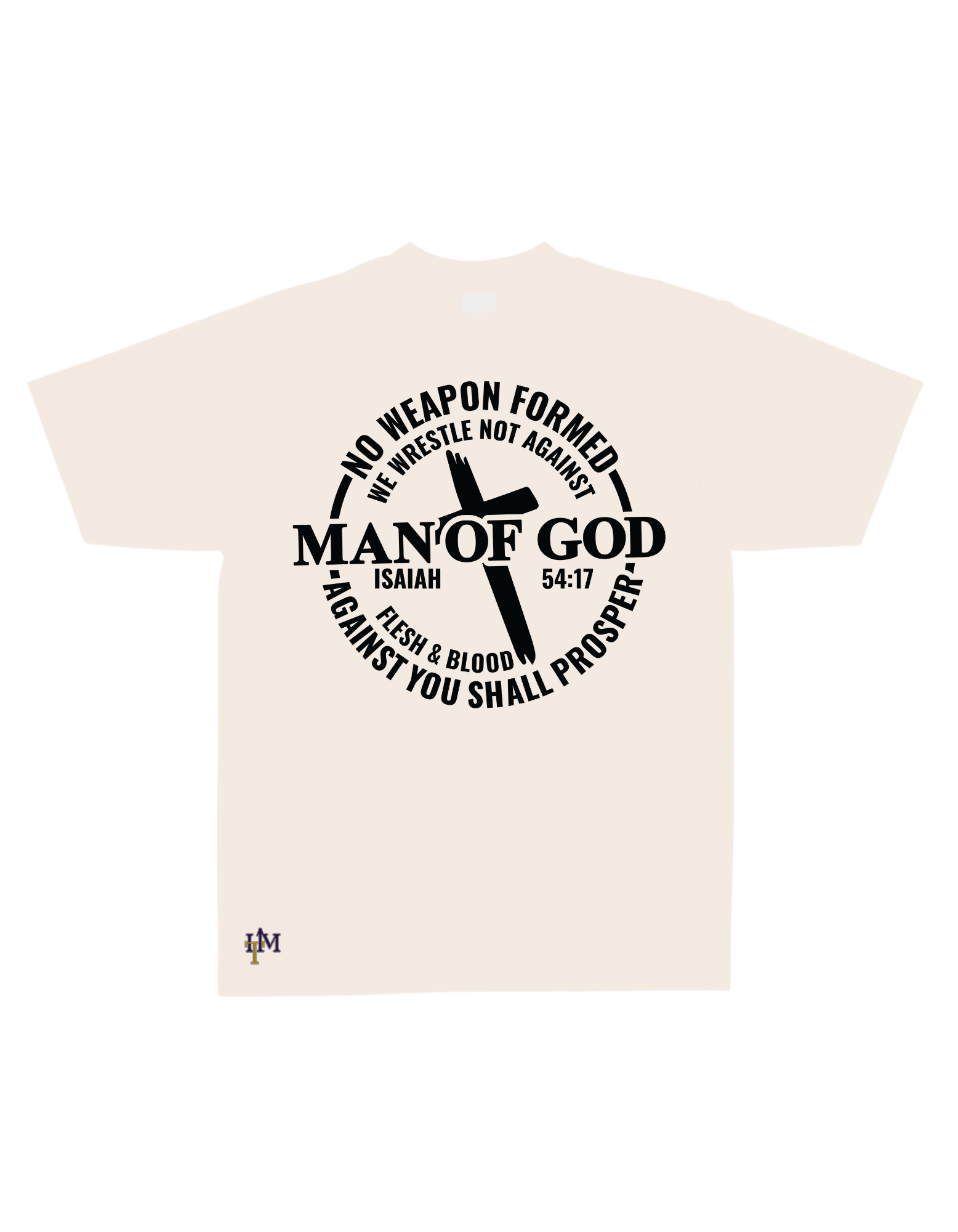Men's Heavy Weight Cotton (Flocked) Man of God No Weapon Tee
