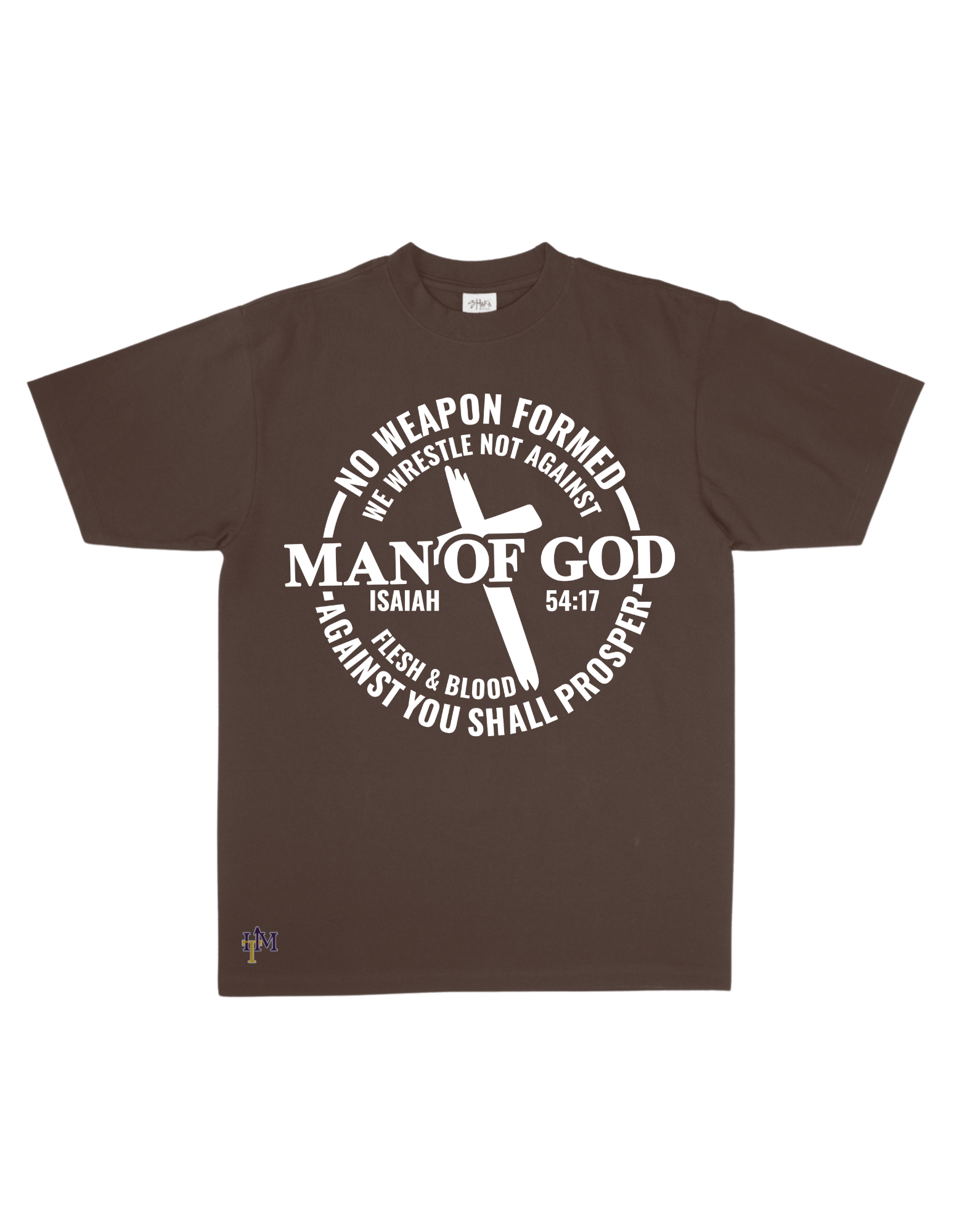 Men's Heavy Weight Cotton (Flocked) Man of God No Weapon Tee