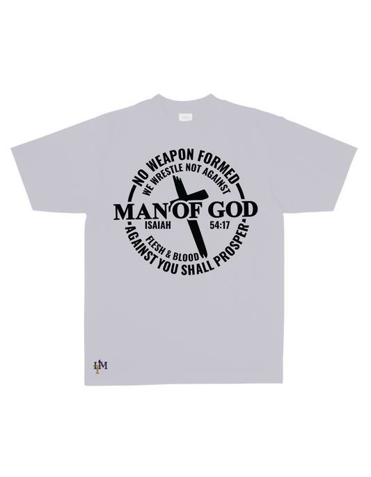 Men's Heavy Weight Cotton (Flocked) Man of God No Weapon Tee