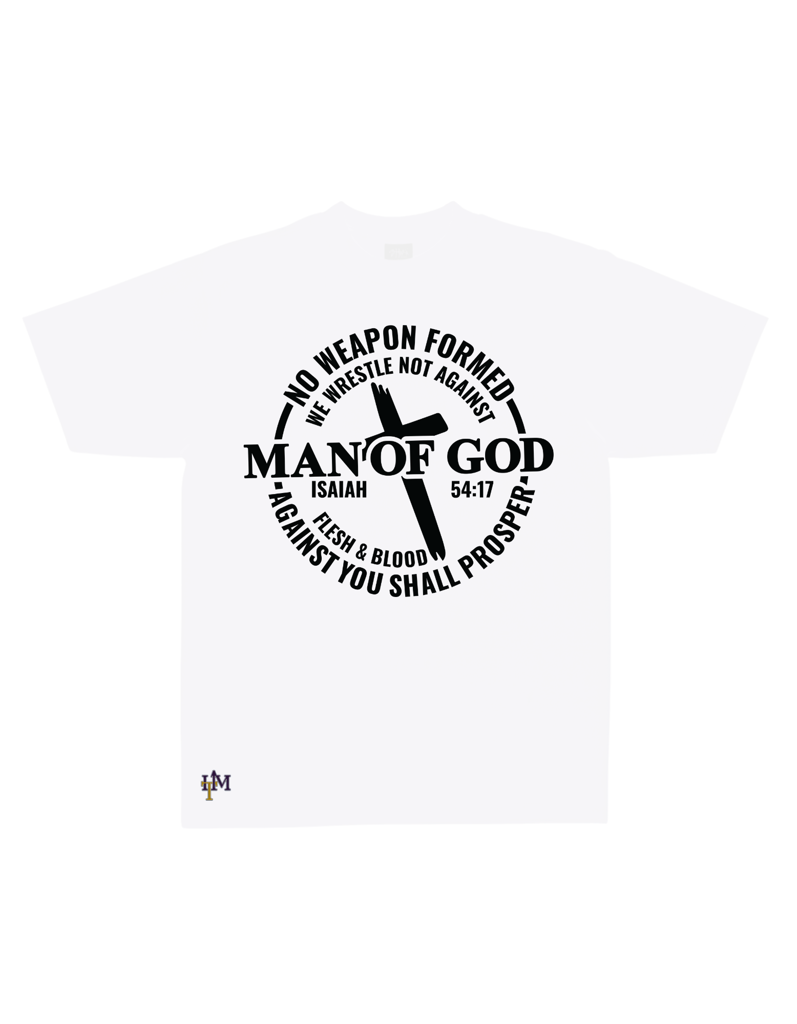 Men's Heavy Weight Cotton (Flocked) Man of God No Weapon Tee