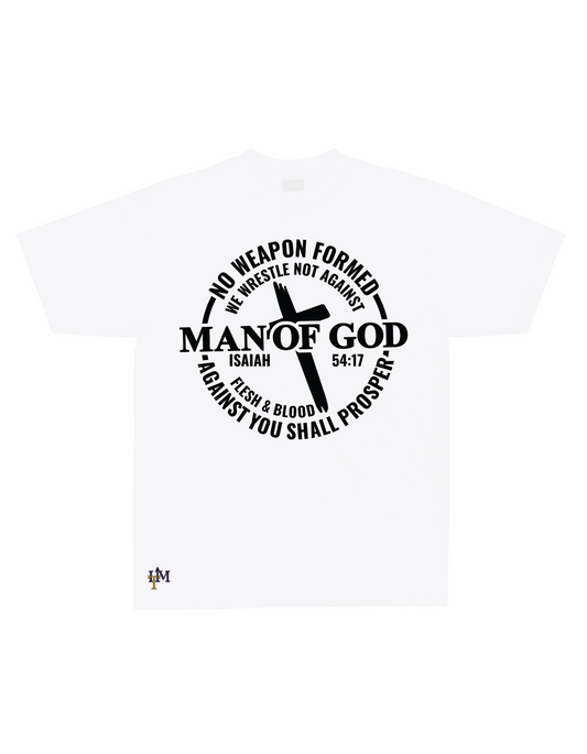 Men's Heavy Weight Cotton (Flocked) Man of God No Weapon Tee