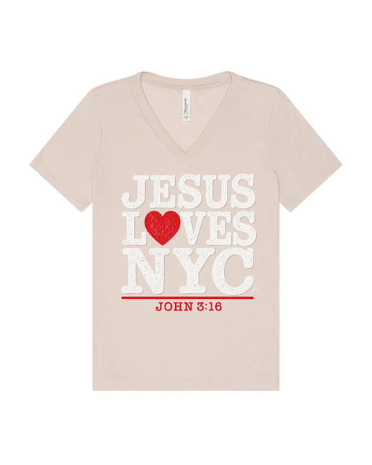 Jesus Loves NYC Women’s Tee | John 3:16 Christian Graphic T-Shirt