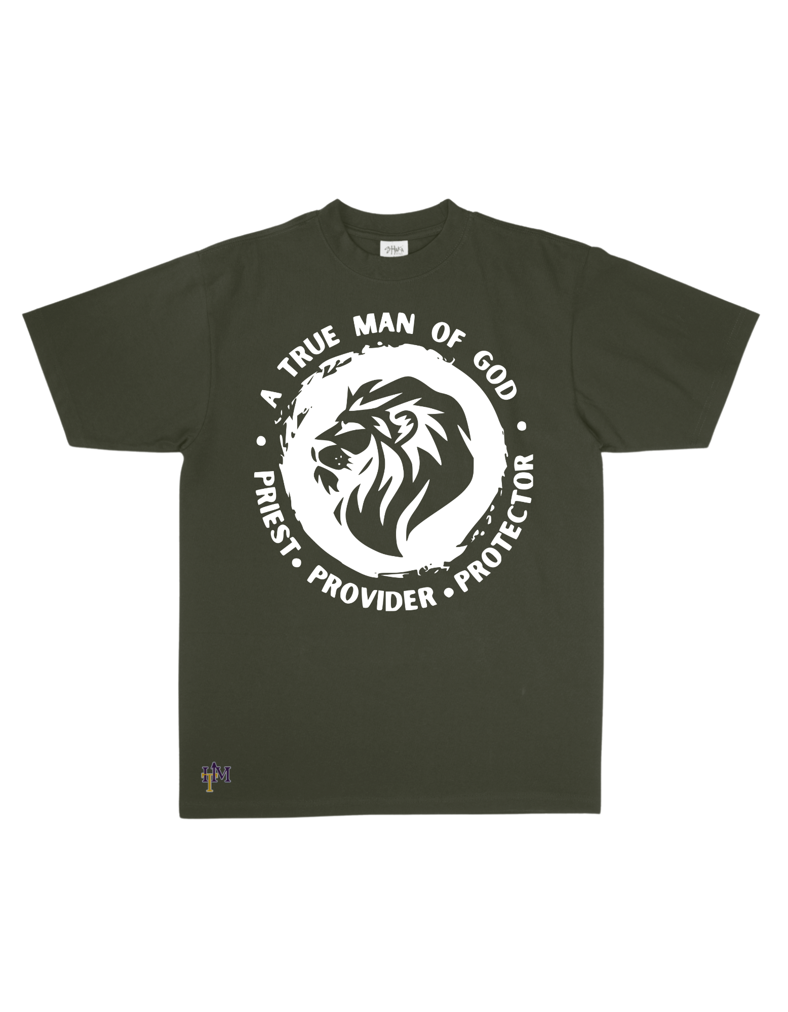 Men's Heavy Weight Cotton (Flocked) Man of God Lion Tee