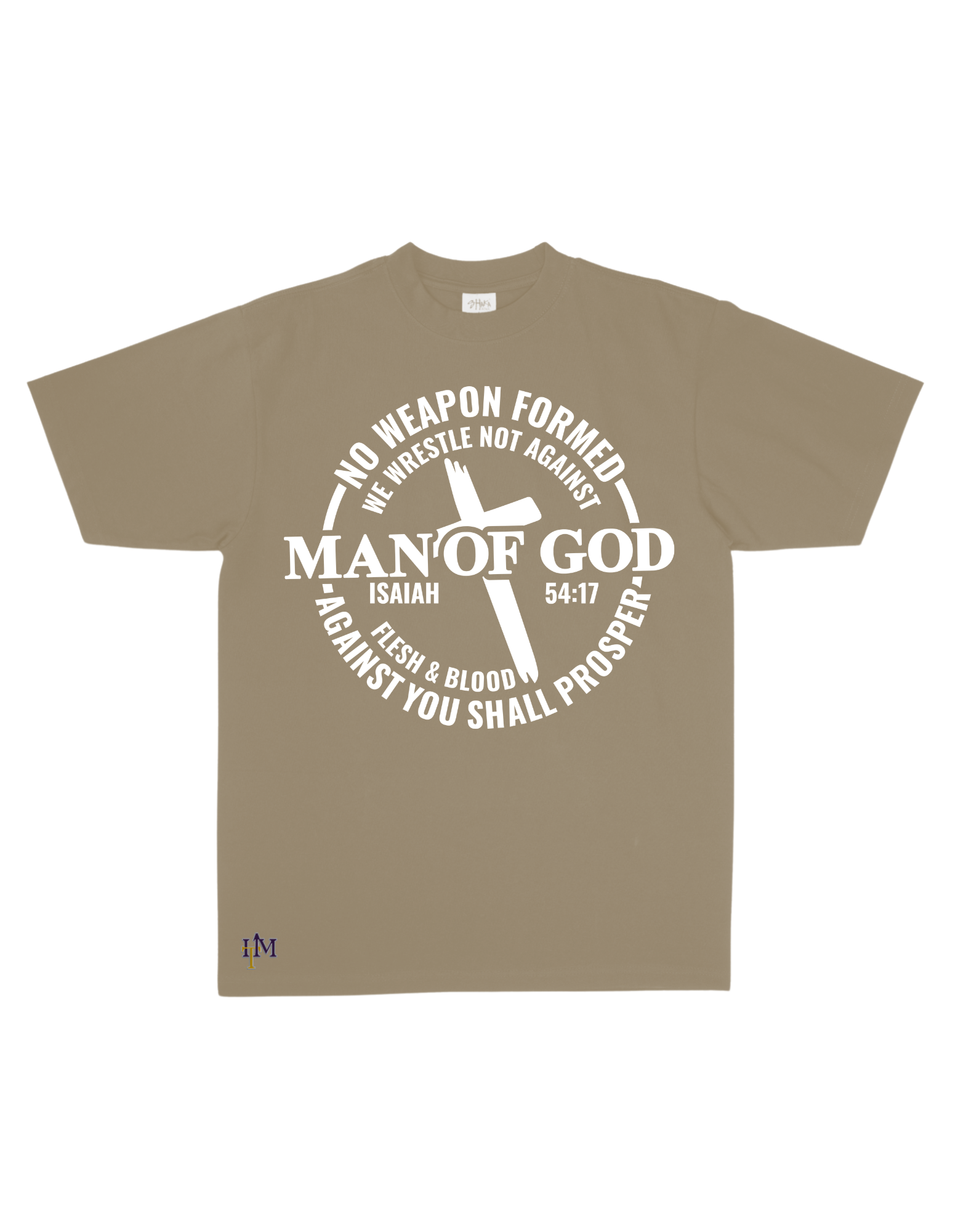 Men's Heavy Weight Cotton (Flocked) Man of God No Weapon Tee