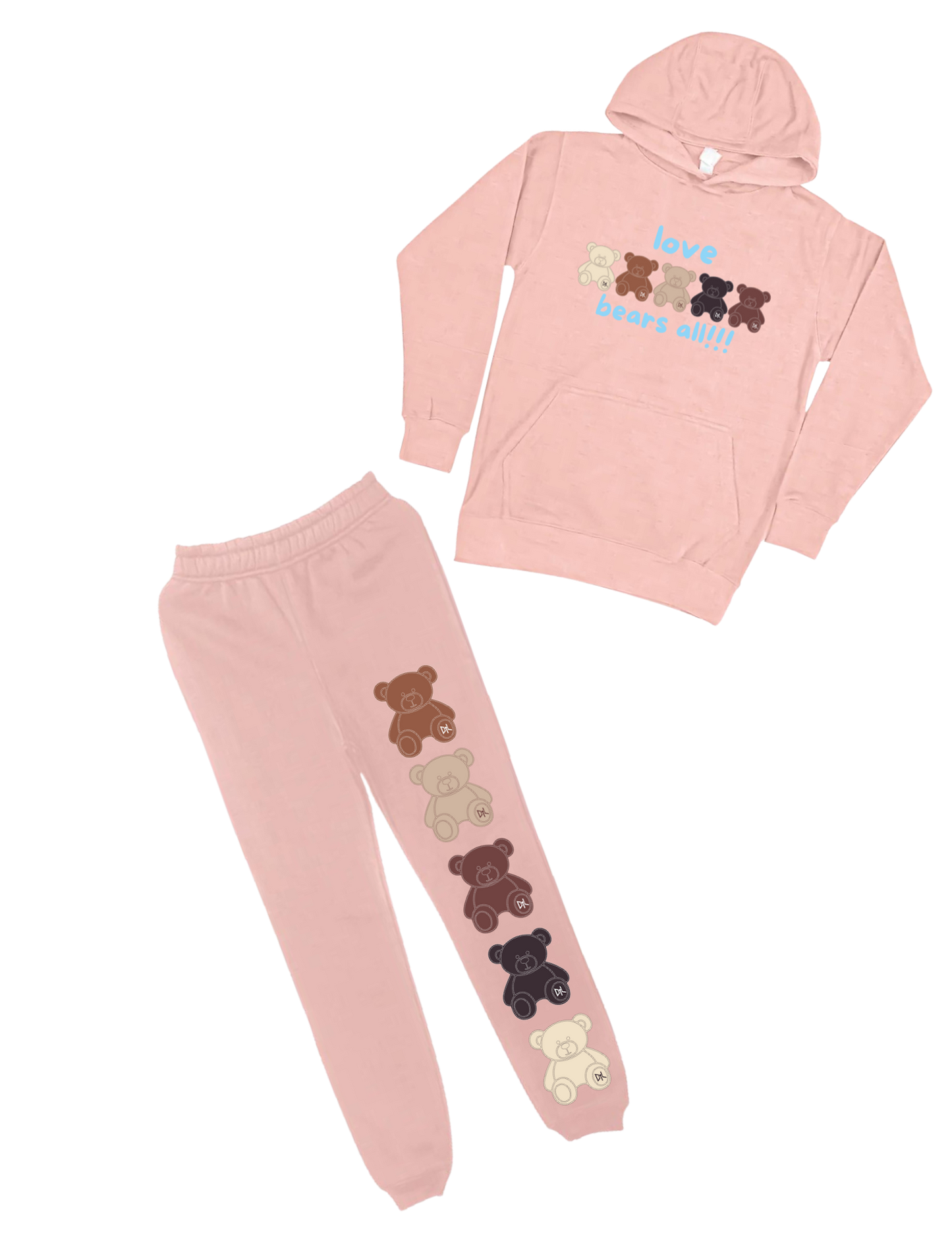 Girls Love Bears All Flavors Baby Blue Love Line Jogger Set