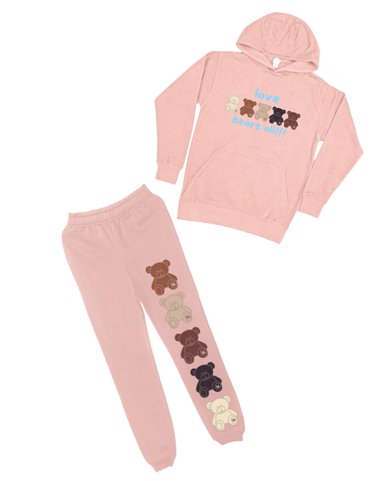 Girls Love Bears All Flavors Baby Blue Love Line Jogger Set