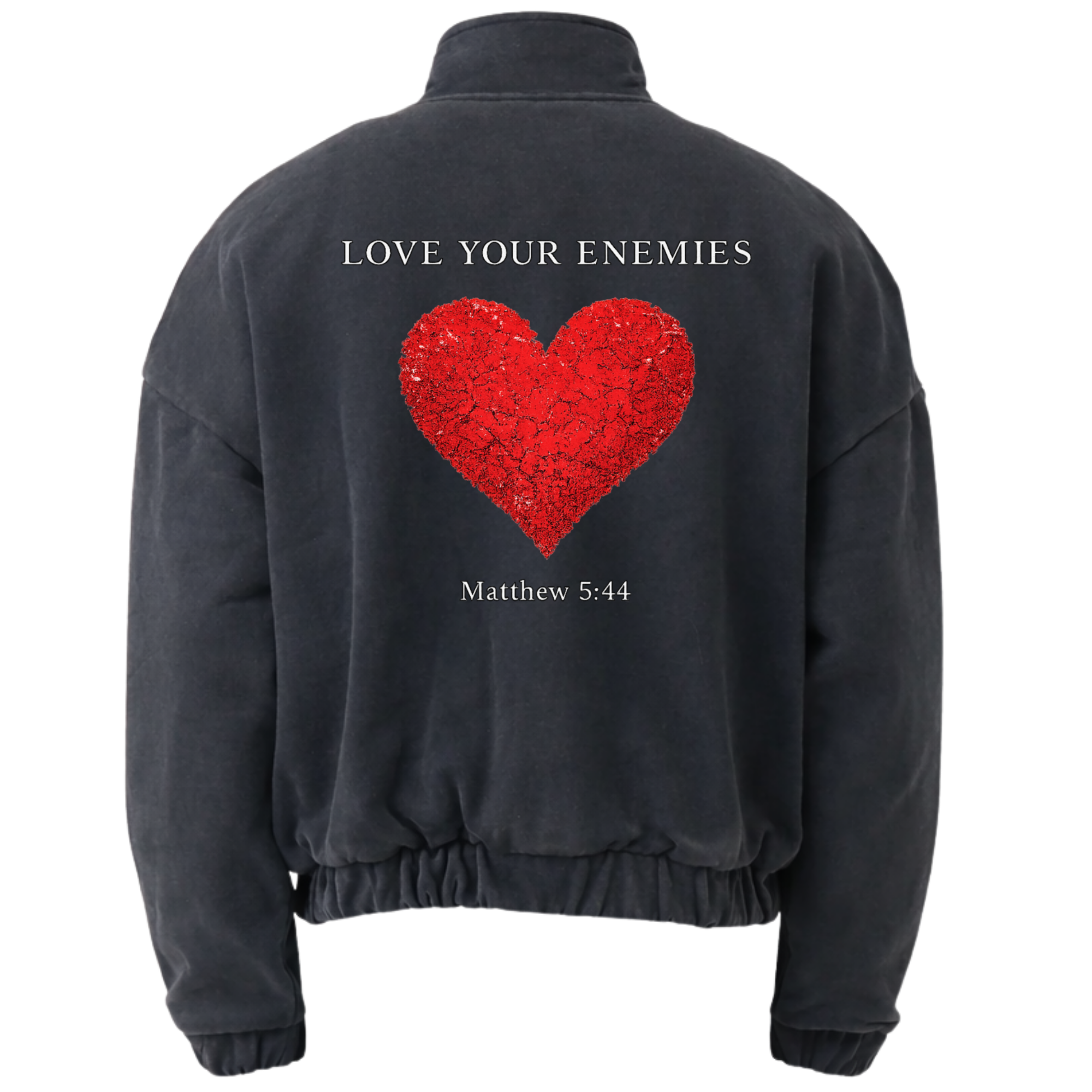 Love Your Enemies Men’s Heavyweight Oversized Jacket – Matthew 5:44 Faith Streetwear