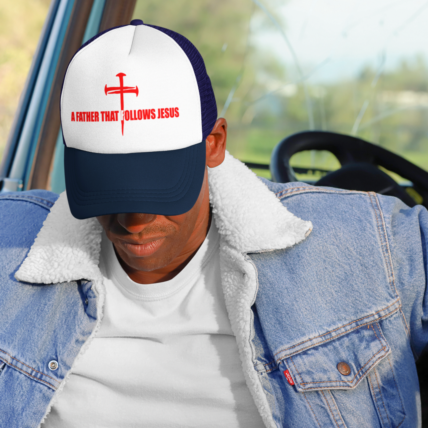 A Father That Follows Jesus Trucker Hat (Brick)