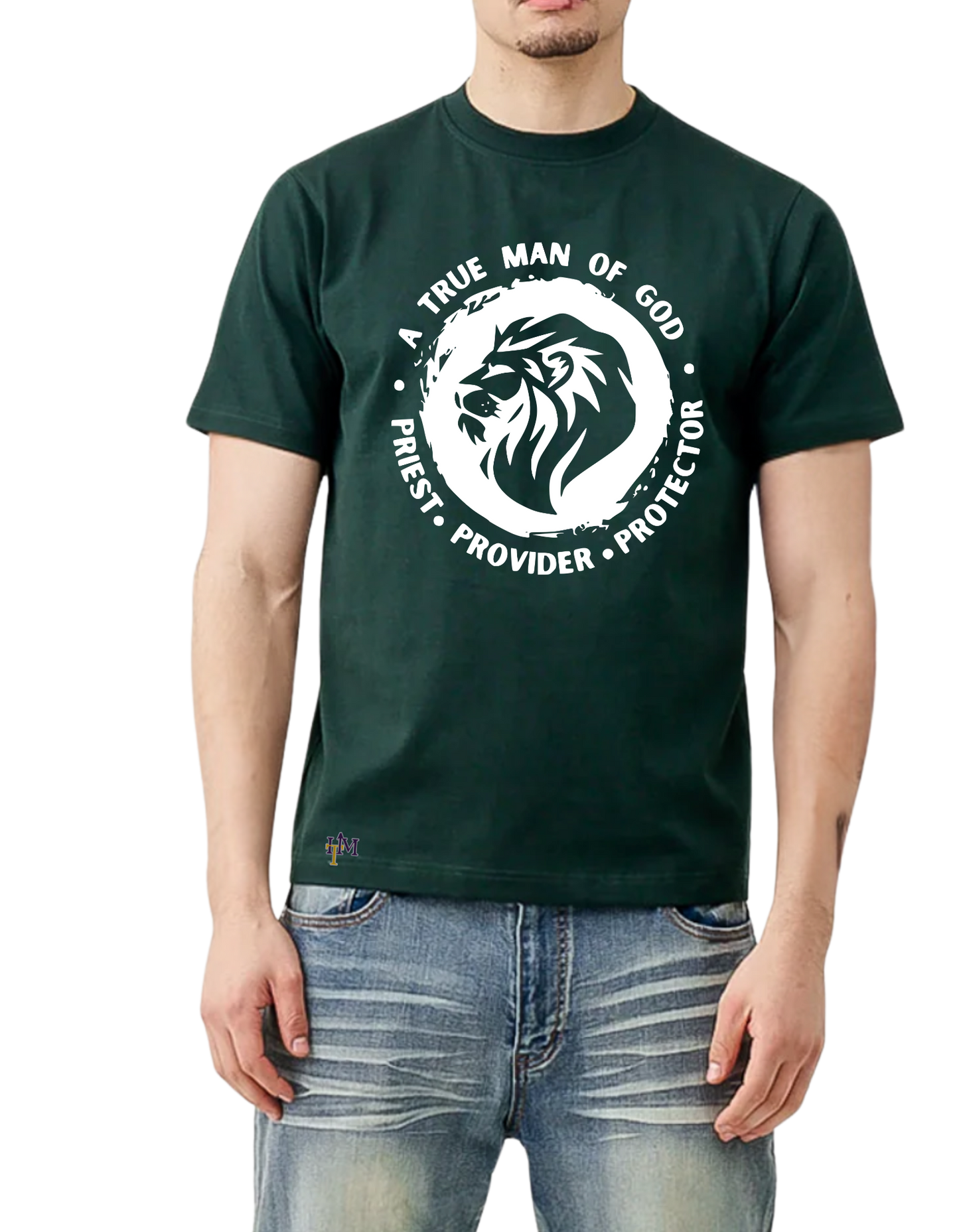 Men's Heavy Weight Cotton (Flocked) Man of God Lion Tee