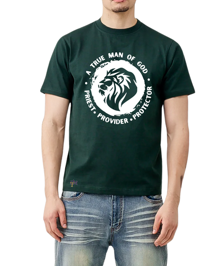 Men's Heavy Weight Cotton (Flocked) Man of God Lion Tee