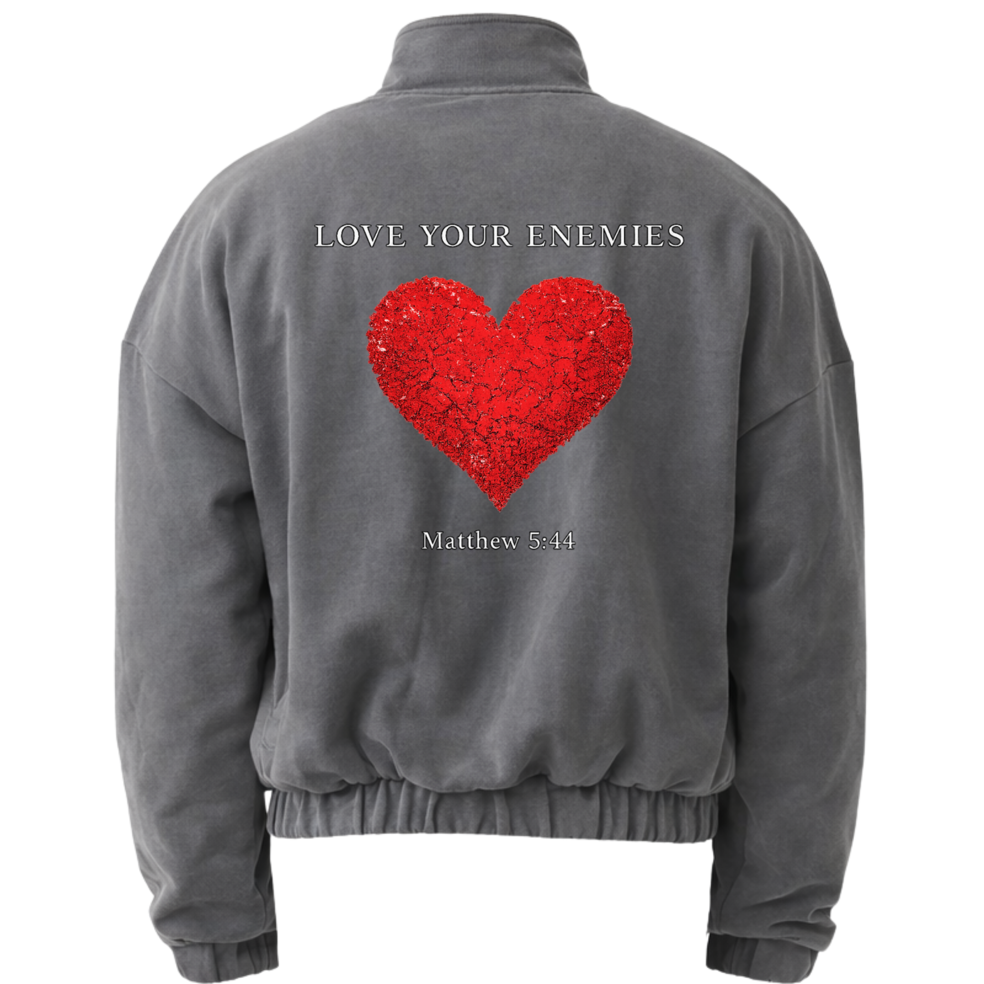 Love Your Enemies Men’s Heavyweight Oversized Jacket – Matthew 5:44 Faith Streetwear
