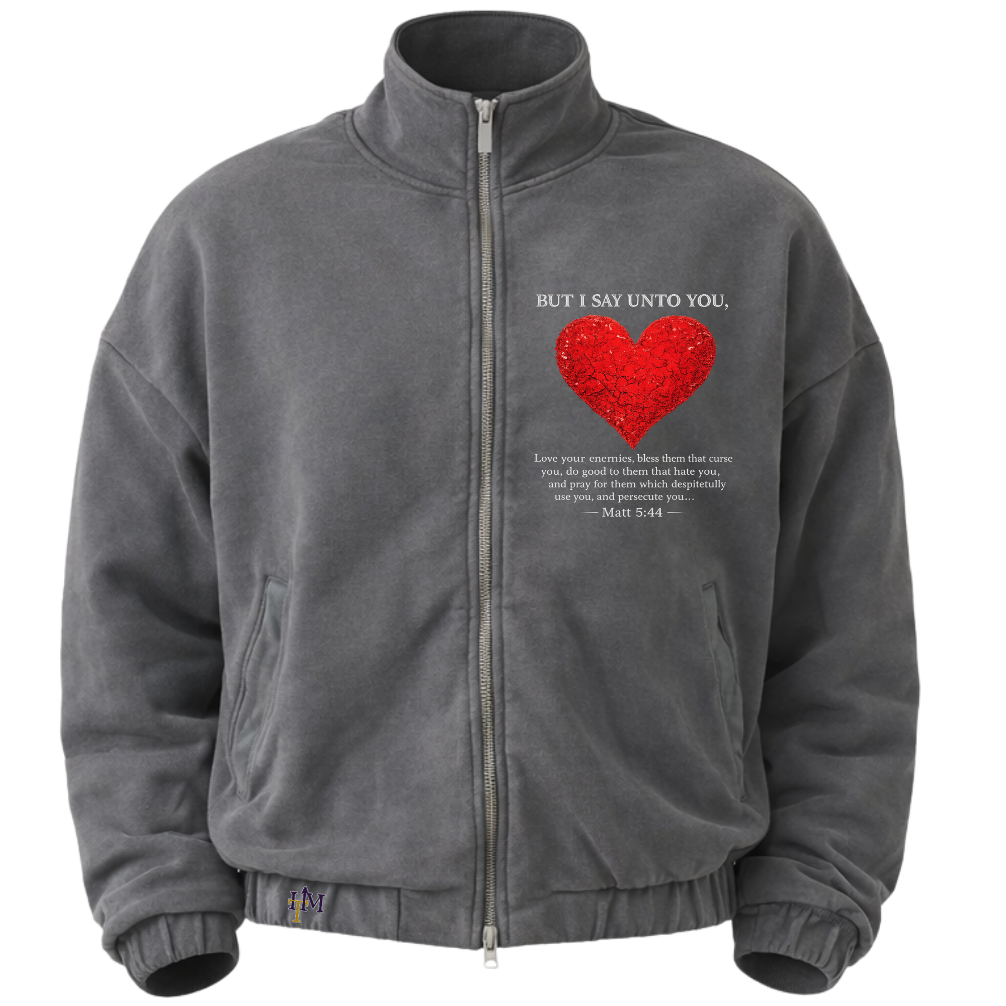 Love Your Enemies Men’s Heavyweight Oversized Jacket – Matthew 5:44 Faith Streetwear