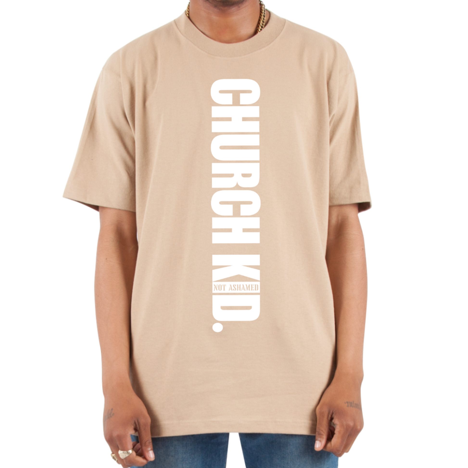 White Text on Khaki