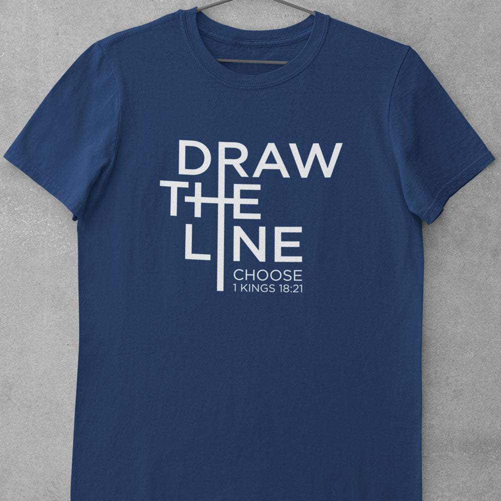 Cross The Line white design navy blue shirt