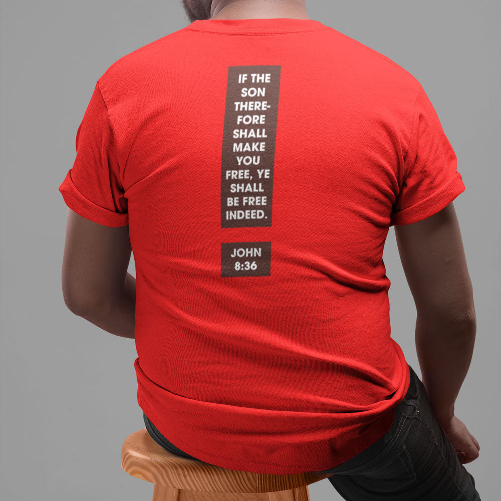 Set Free Design 1 on red shrit back