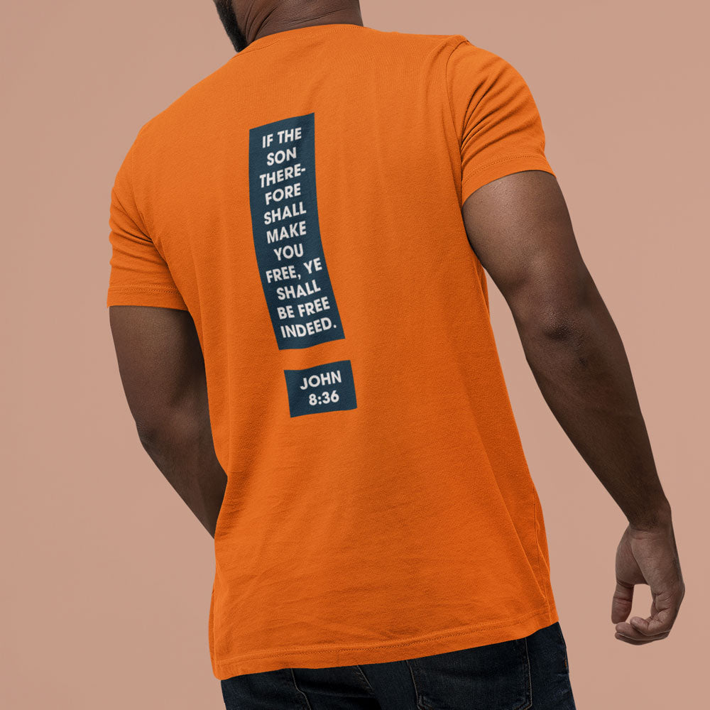 Set Free Design 2 on orange shrit back