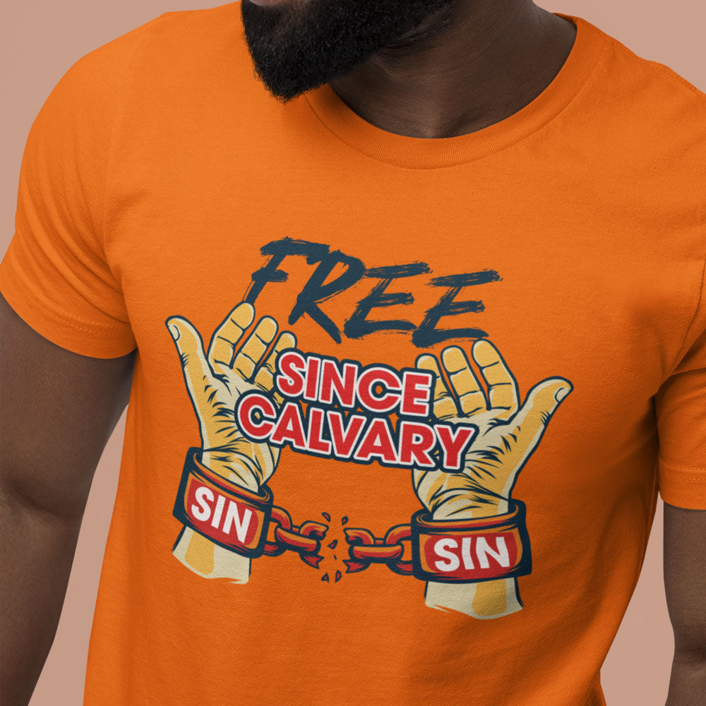 Set Free Design 2 on orange shrit front