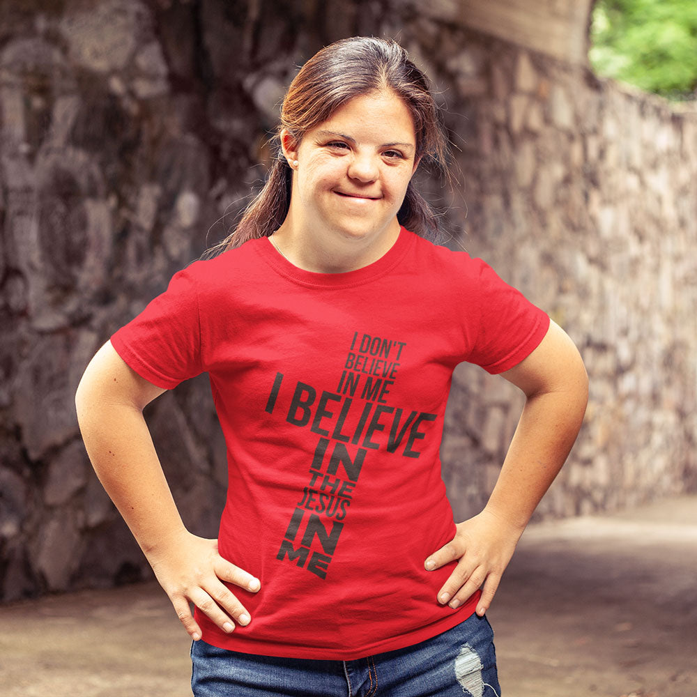 Not me collection black design on red shirt