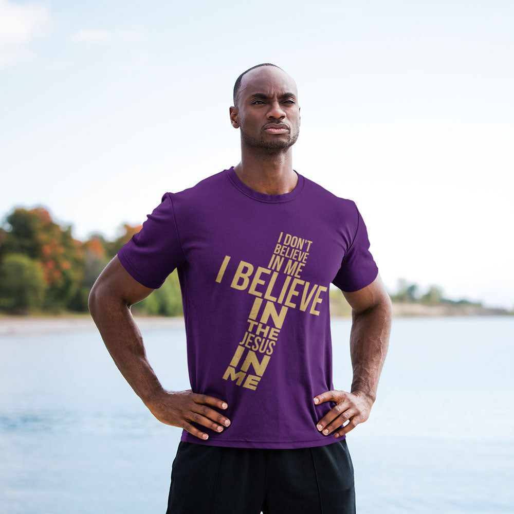 Not me collection gold design on purple shirt