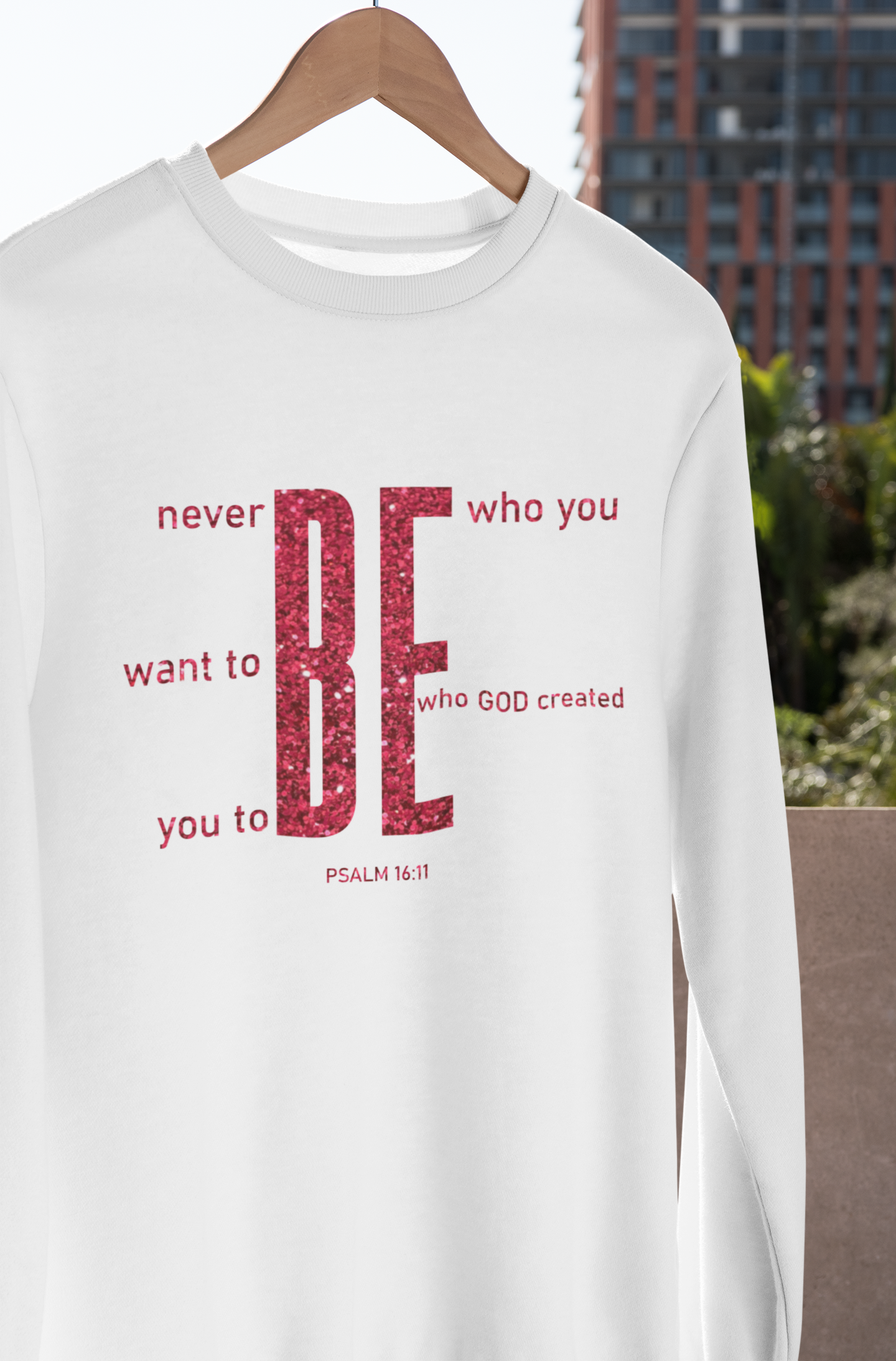 "BE" in Red Glitter Sweatshirt